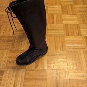 Nine West Brown Lace-Up Knee-High Boots